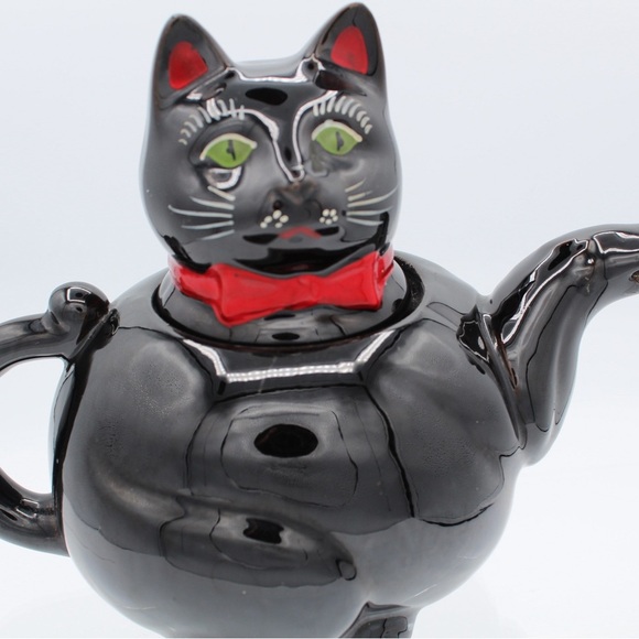 Vintage Other - Black Cat Ceramic Teapot